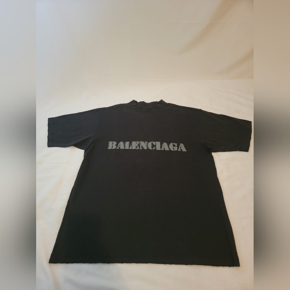 Balenciaga Charcoal Logo Short Sleeve Tee